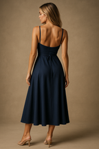 Navy Cocktail Midi Dress
