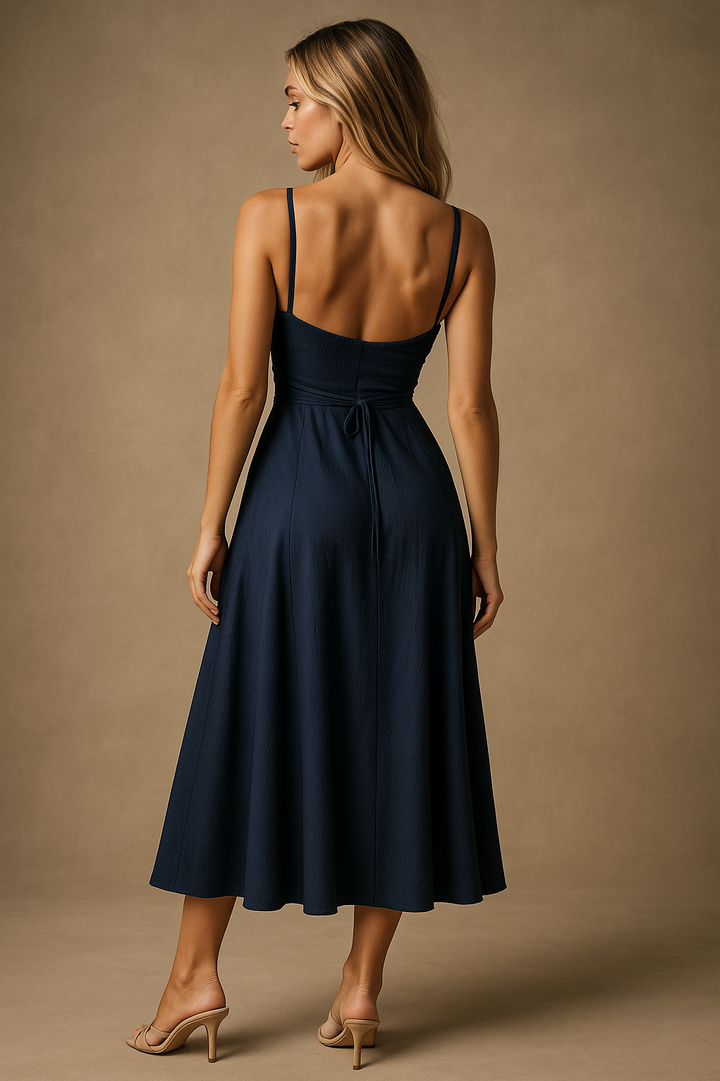 Navy Cocktail Midi Dress