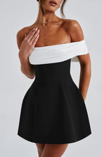 Noir Bloom Evening Party Mini Dress