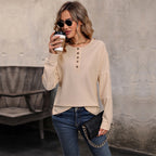 Winnie Waffle Knit Button-Down Top