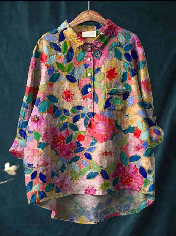 Classic Floral Button-Up Blouse