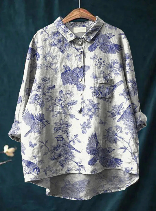 Classic Floral Button-Up Blouse