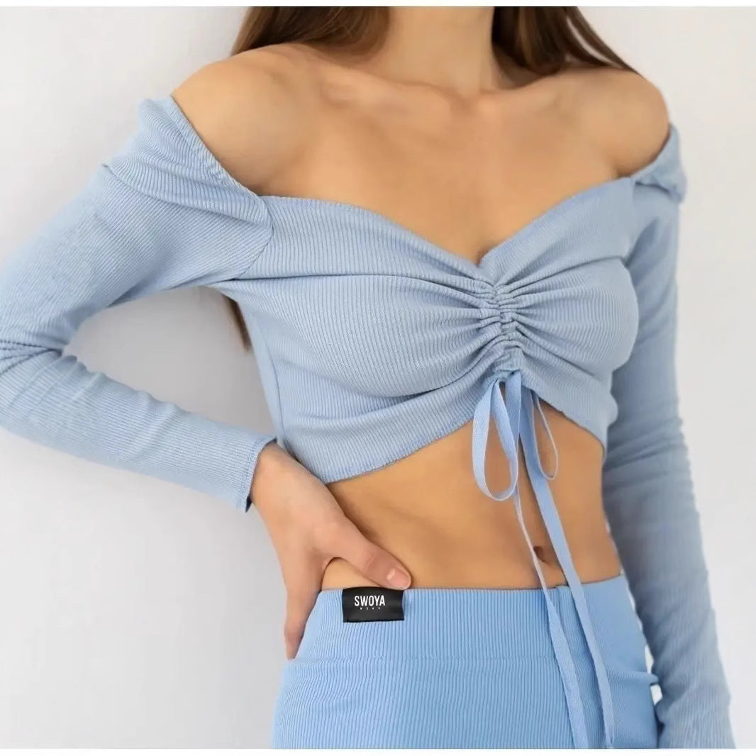 Long-Sleeve Spring Top with Ruched Front