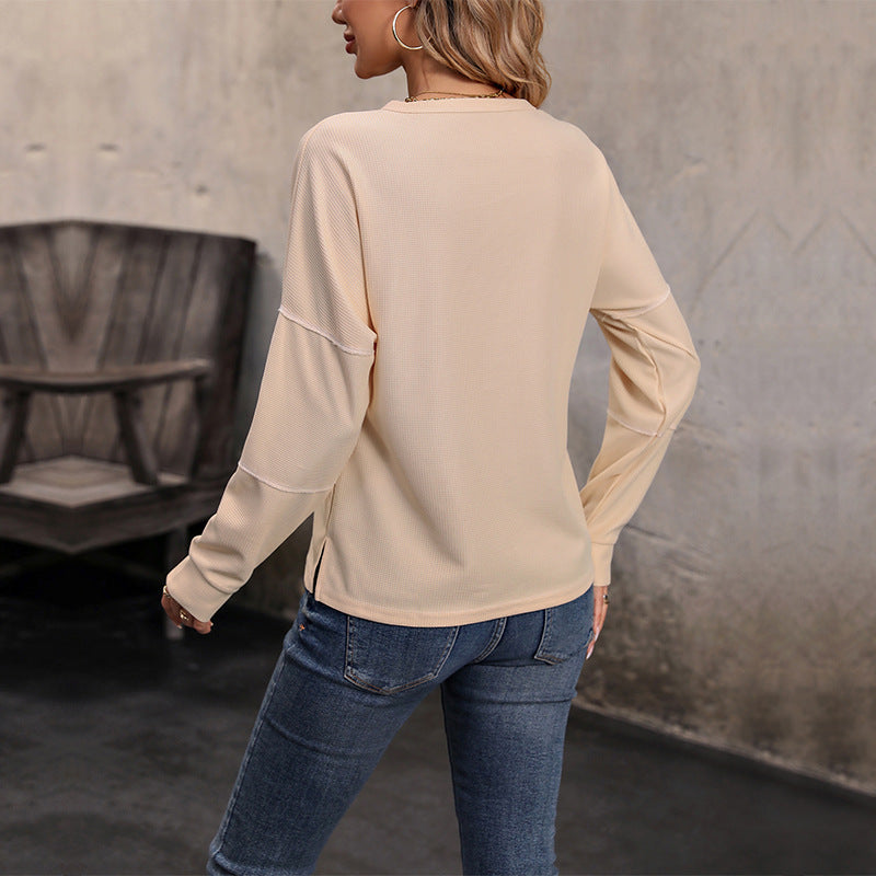 Winnie Waffle Knit Button-Down Top