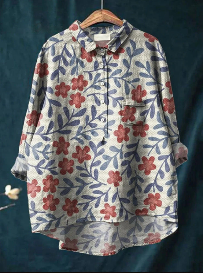 Classic Floral Button-Up Blouse