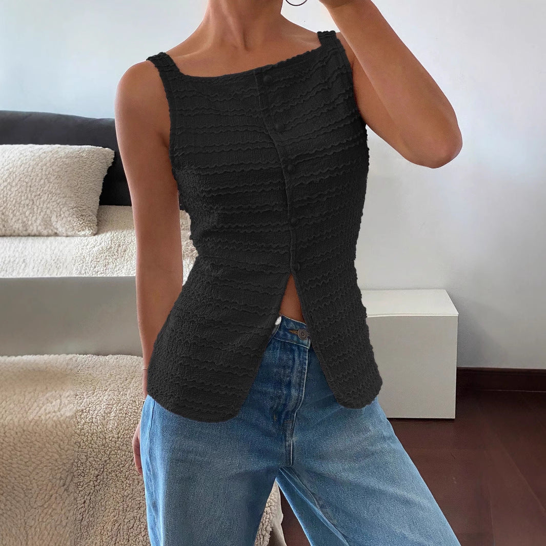Sleeveless Square-Neck Spring Top