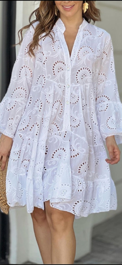 Vivian Pattern Tiered Mini Dress
