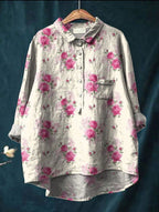 Classic Floral Button-Up Blouse