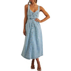 Cindy Classic Sleeveless Denim Dress
