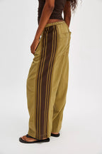 Sora Sporty Wide-Leg Drawstring Trousers – Side Stripe
