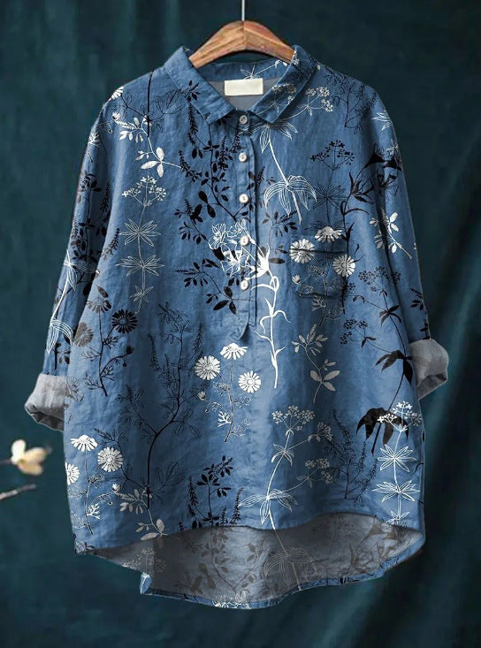 Classic Floral Button-Up Blouse