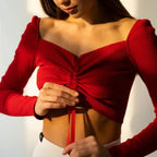 Long-Sleeve Spring Top with Ruched Front
