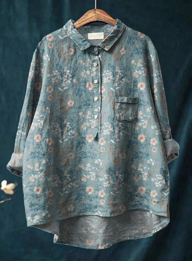 Classic Floral Button-Up Blouse