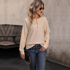 Winnie Waffle Knit Button-Down Top
