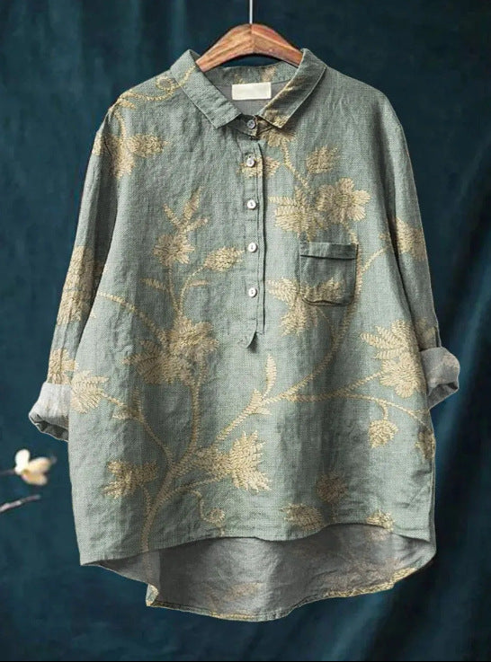 Classic Floral Button-Up Blouse