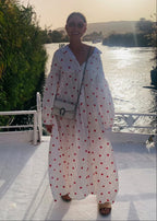 Oversized Hearts Embroidered Shirt Dress