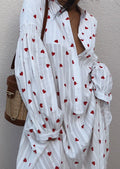 Oversized Hearts Embroidered Shirt Dress