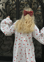 Oversized Hearts Embroidered Shirt Dress