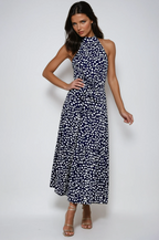 Polka Dot Halter Midi Summer Dress