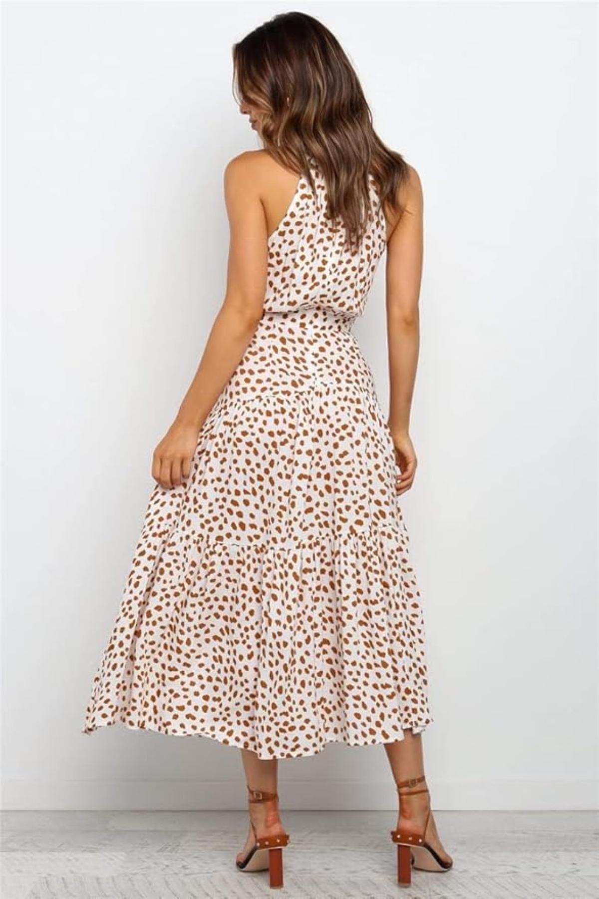 Polka Dot Halter Midi Summer Dress