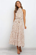 Polka Dot Halter Midi Summer Dress