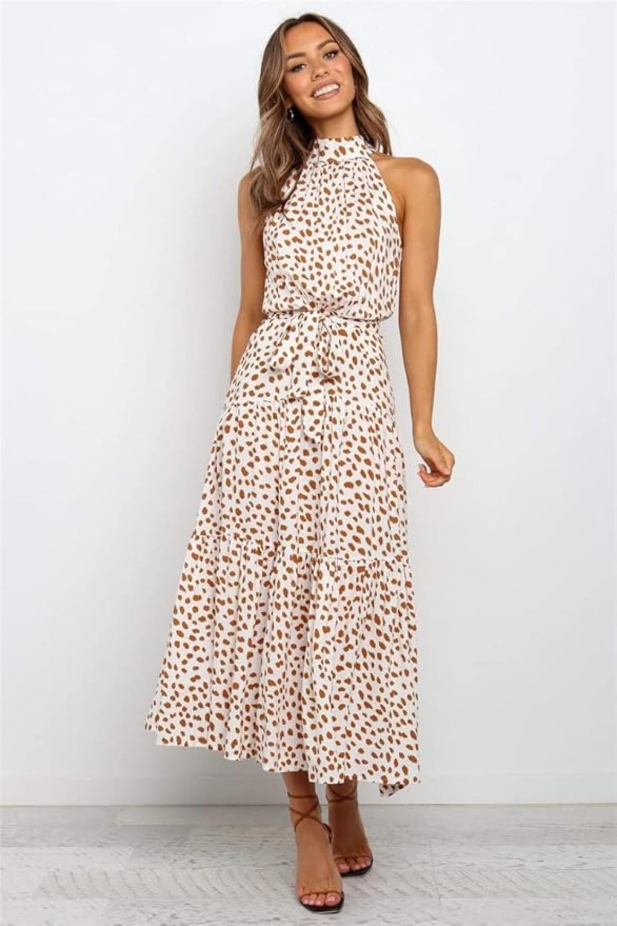 Polka Dot Halter Midi Summer Dress