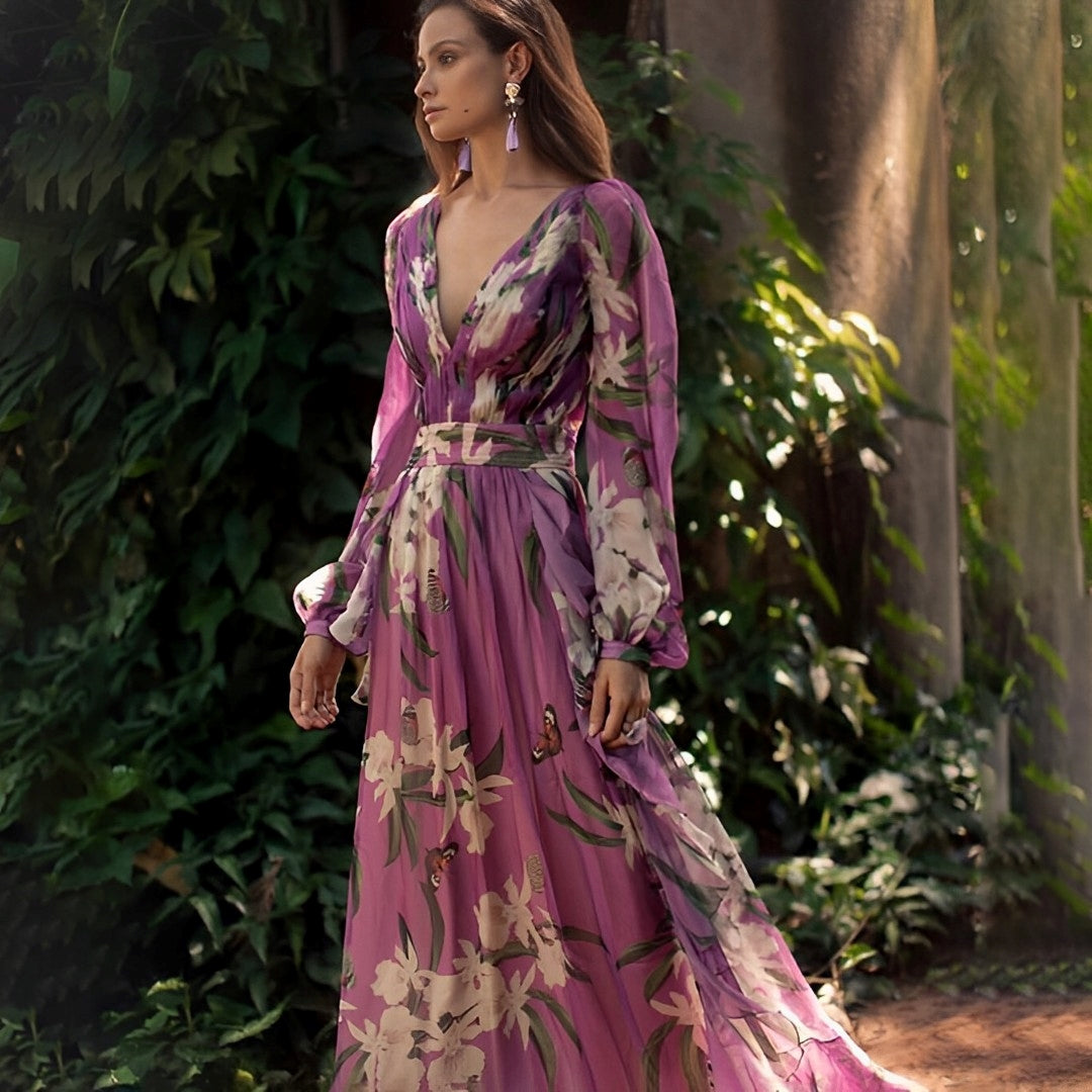Rachel Lightweight Floral Chiffon Dress