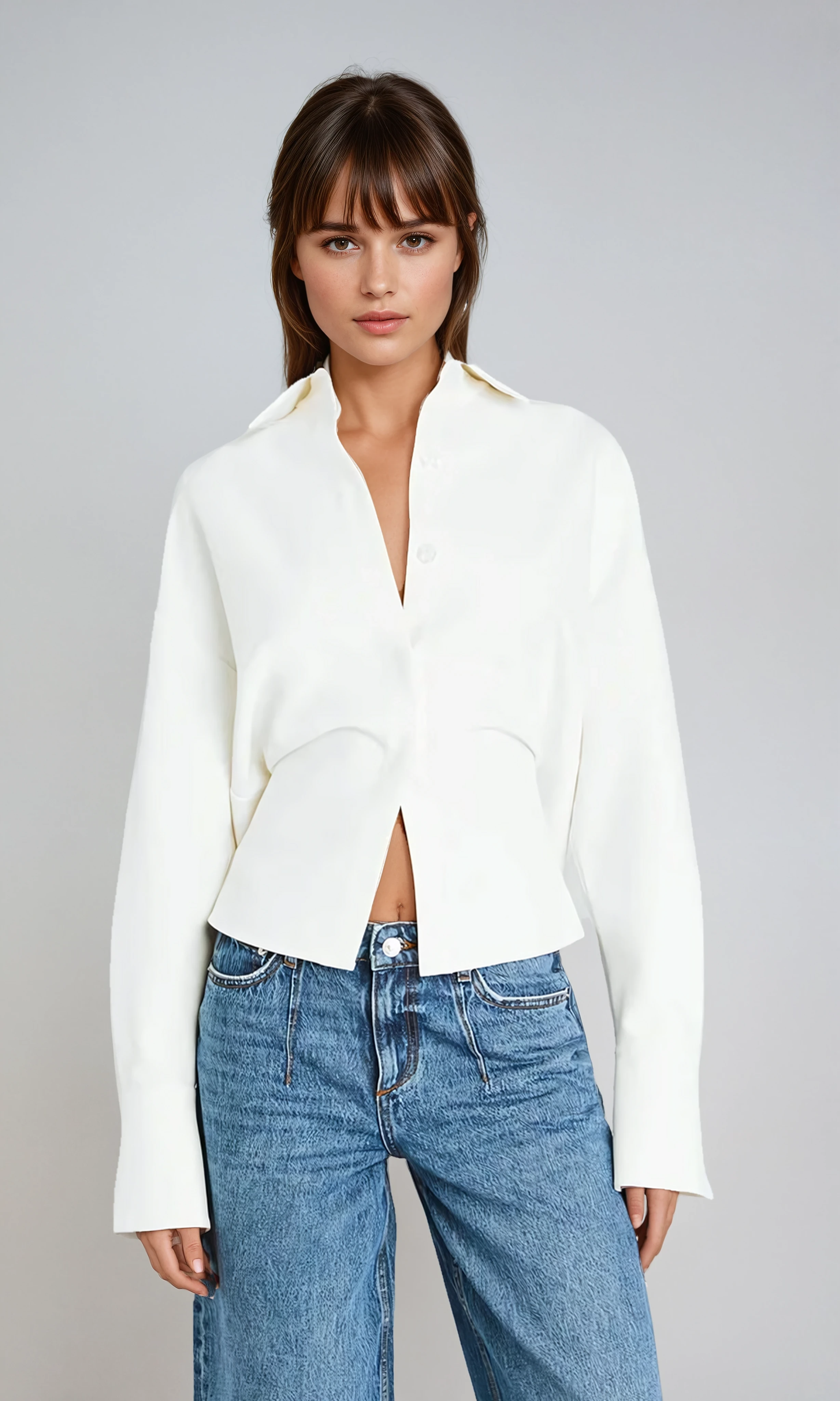 Draped Button-Down Shirt