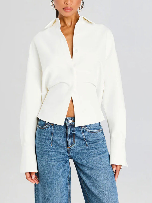 Draped Button-Down Shirt