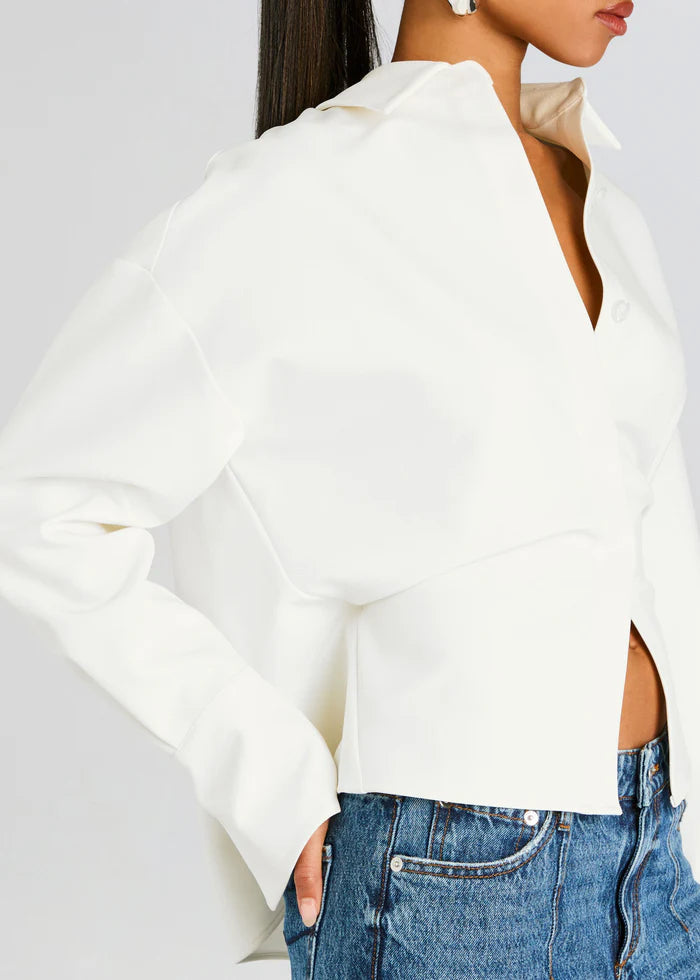 Draped Button-Down Shirt
