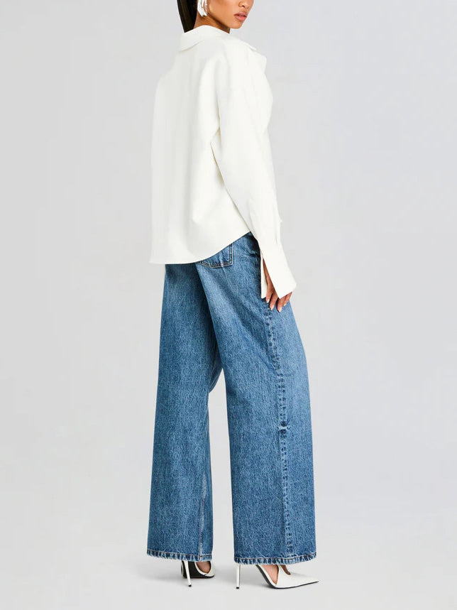 Draped Button-Down Shirt