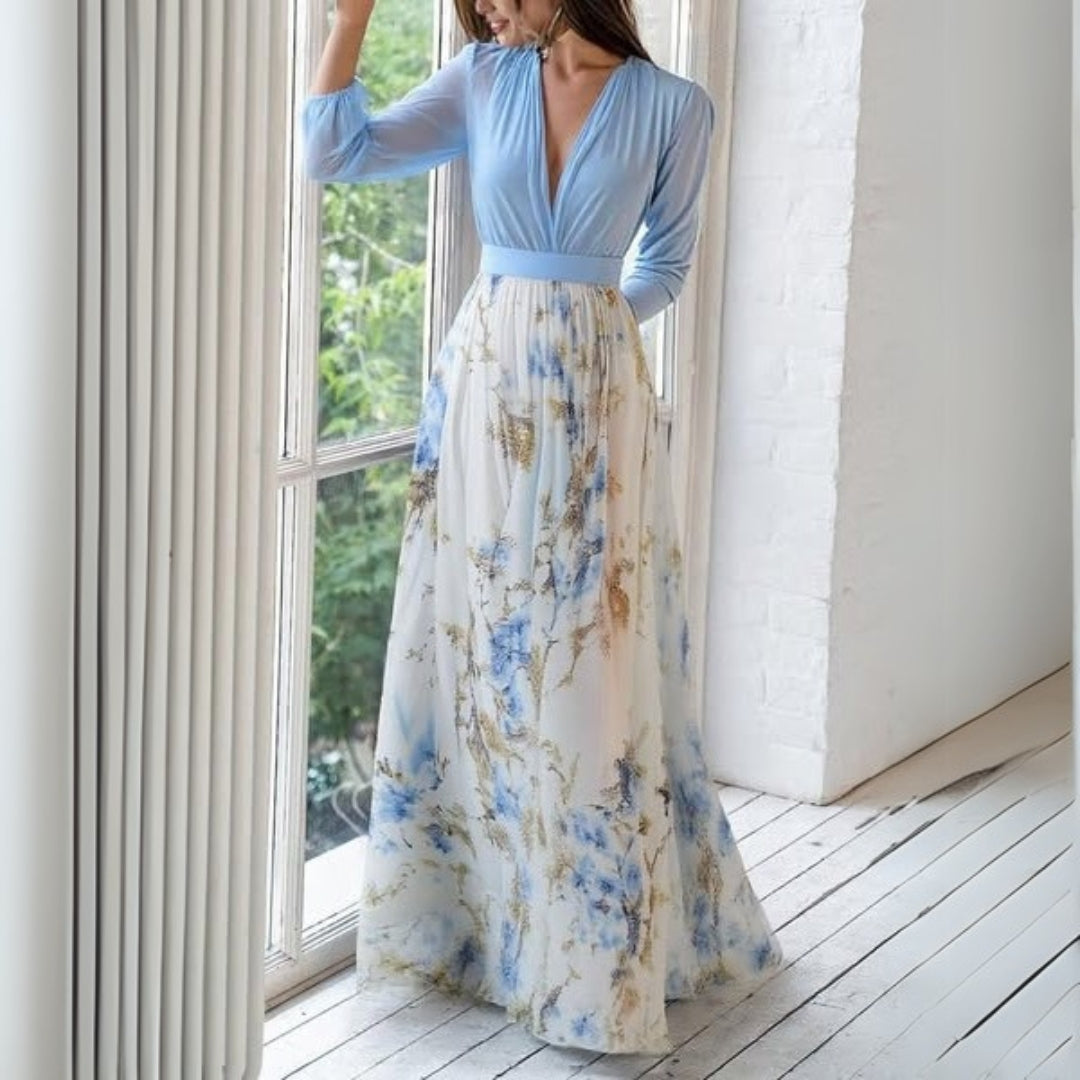 Floral Chiffon Summer Party Maxi Dress