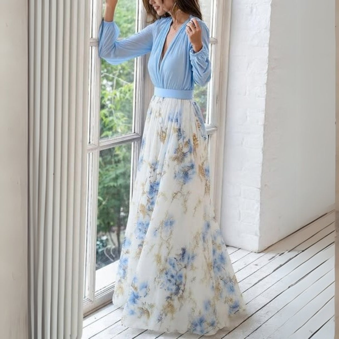 Floral Chiffon Summer Party Maxi Dress