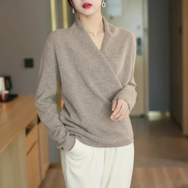 Wrap-Front Spring Knit Top