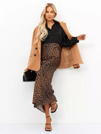 Harper Satin Leopard Midi Skirt
