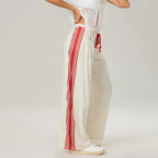 Sora Sporty Wide-Leg Drawstring Trousers – Side Stripe