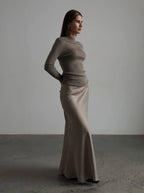 Seraphine Satin Fishtail Maxi Skirt