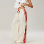 Sora Sporty Wide-Leg Drawstring Trousers – Side Stripe