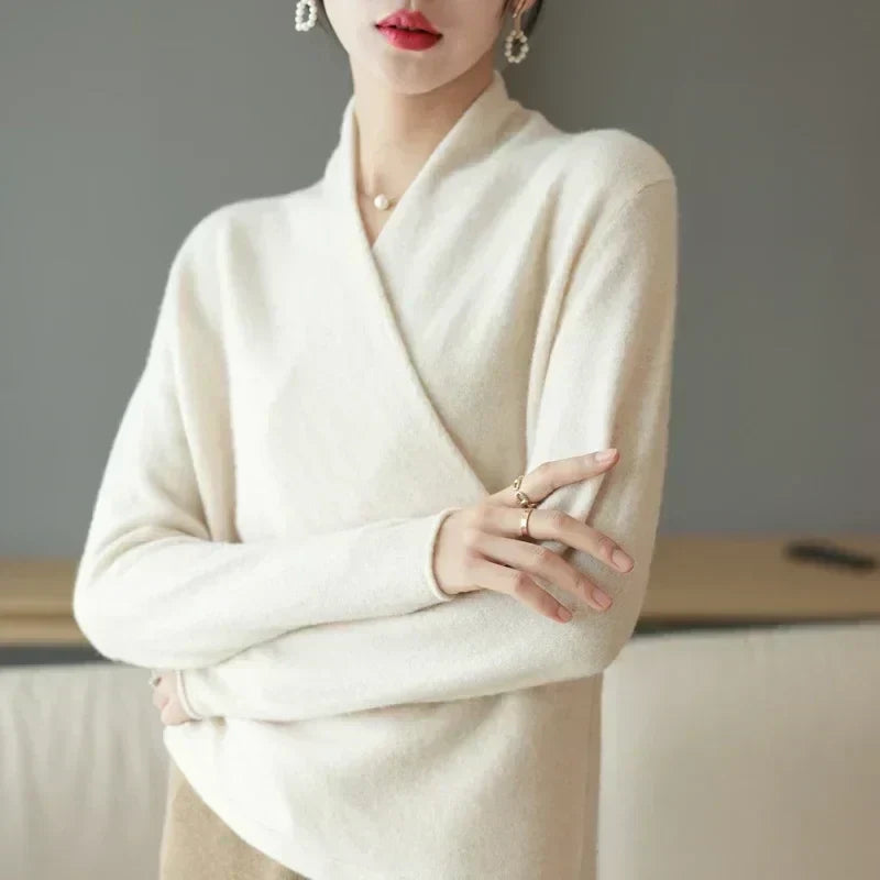Wrap-Front Spring Knit Top