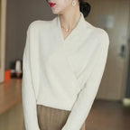 Wrap-Front Spring Knit Top