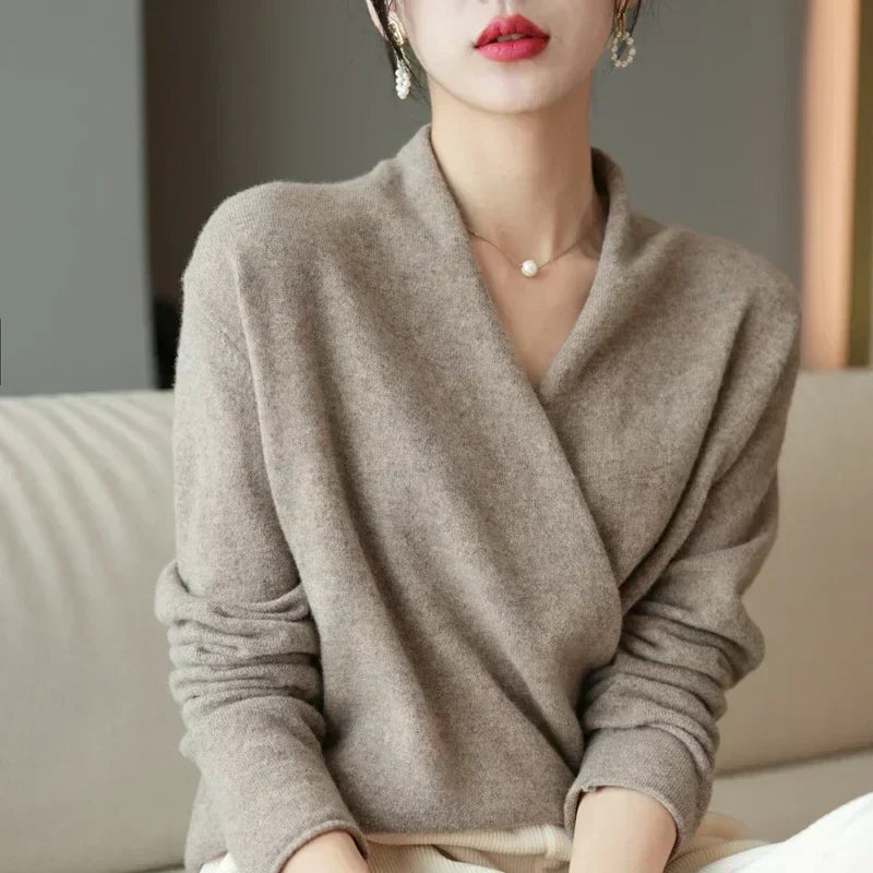 Wrap-Front Spring Knit Top