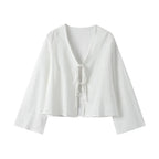 Front-Tie Linen Top