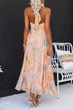 Watercolour Halter Maxi Dress