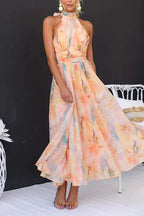 Watercolour Halter Maxi Dress