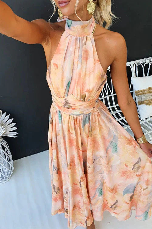 Watercolour Halter Maxi Dress