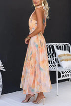 Watercolour Halter Maxi Dress