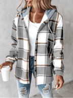 Checkered Hoodie Jacket for Women