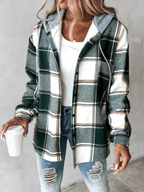 Checkered Hoodie Jacket for Women