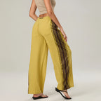 Sora Sporty Wide-Leg Drawstring Trousers – Side Stripe