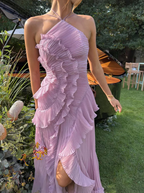 Estelle Halter Pleated Maxi Dress
